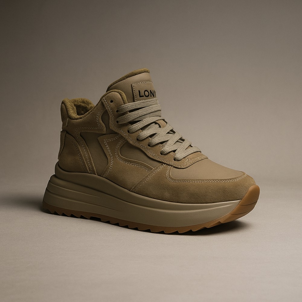 Women’s leather sneakers Lonza 179728 obj-133 khaki for mid-season