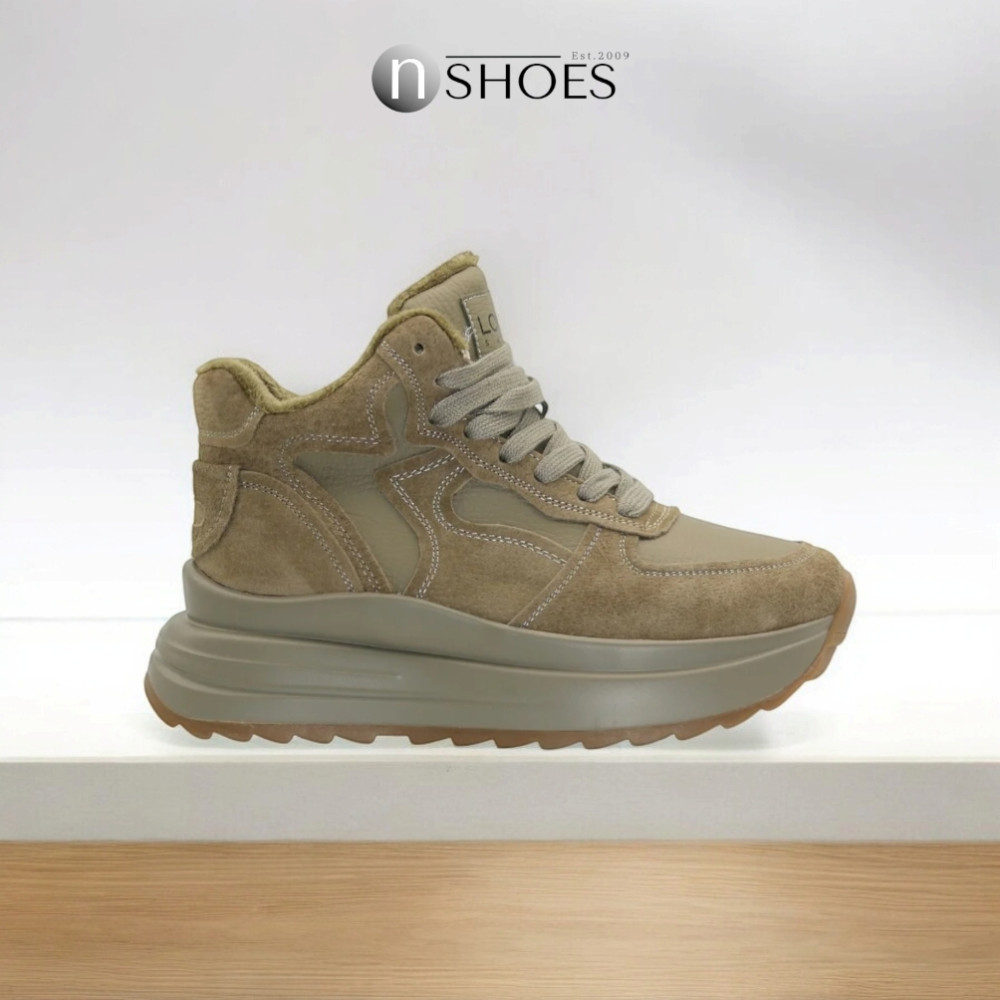 Women’s leather sneakers Lonza 179728 obj-133 khaki for mid-season