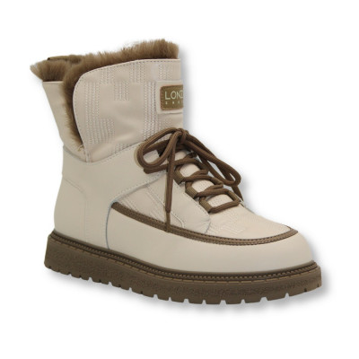 Женские бежевые кожаные ботинки зимние Lonza 179551 01e-zm5978 milk-khaki 5453