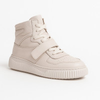 Жіночі модні бежеві шкіряні кросівки черевики Badura WI23-ANIMA-01 White 5461 на липучці та шнурівці зі знижкою 36 і 37 розмір з натуральної шкіри від польського бренду