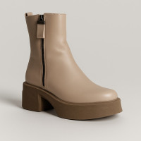 Women's fashionable beige winter boots Simen 6449a ns bez 5466 discount leather boots with genuine wool insulation from Polish factory