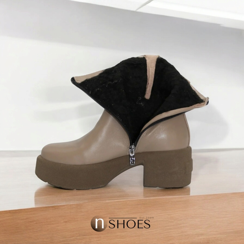 Женские модные бежевые зимние ботинки Simen 6449a ns bez 5466