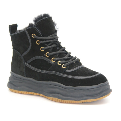 Women's black winter trainers boots Lonza 179496 oao-zm837 black 5476 discounted size 37 in genuine suede leather