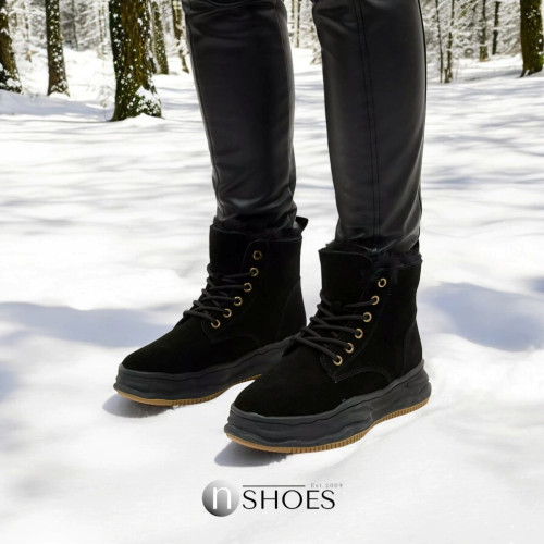 Women's black winter trainers boots Lonza 179496 oao-zm837 black 5476 discounted size 37 in genuine suede leather