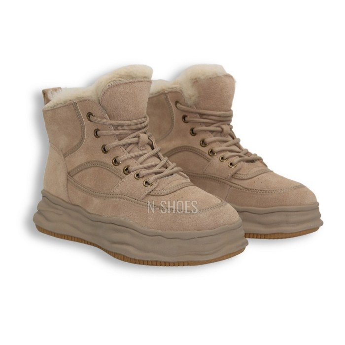 Женские бежевые зимние кроссовки Lonza 179491 oao-zm837 beige 5478