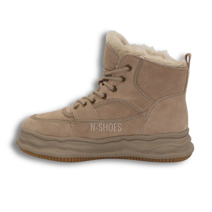 Женские бежевые зимние кроссовки Lonza 179491 oao-zm837 beige 5478