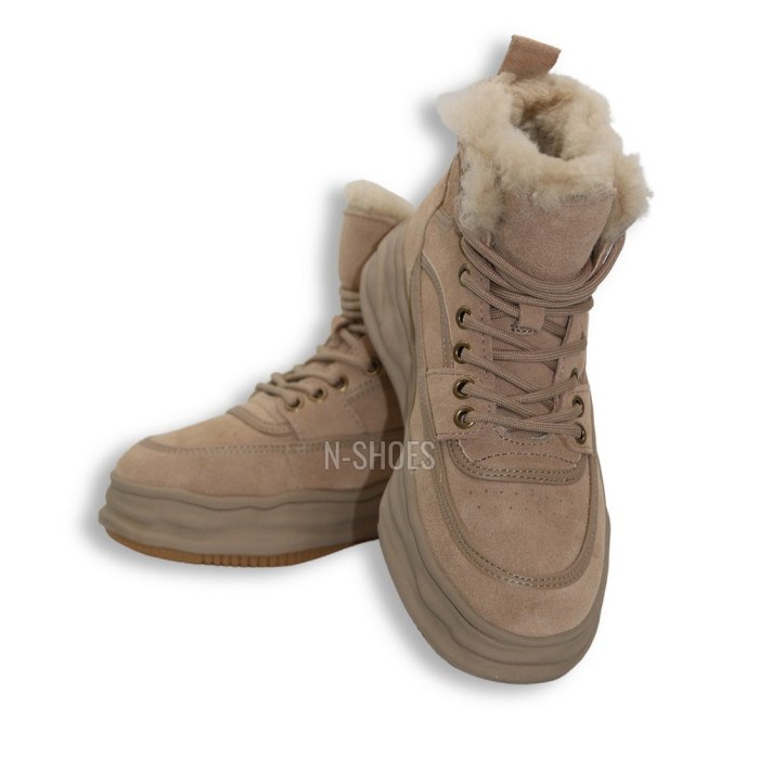Женские бежевые зимние кроссовки Lonza 179491 oao-zm837 beige 5478