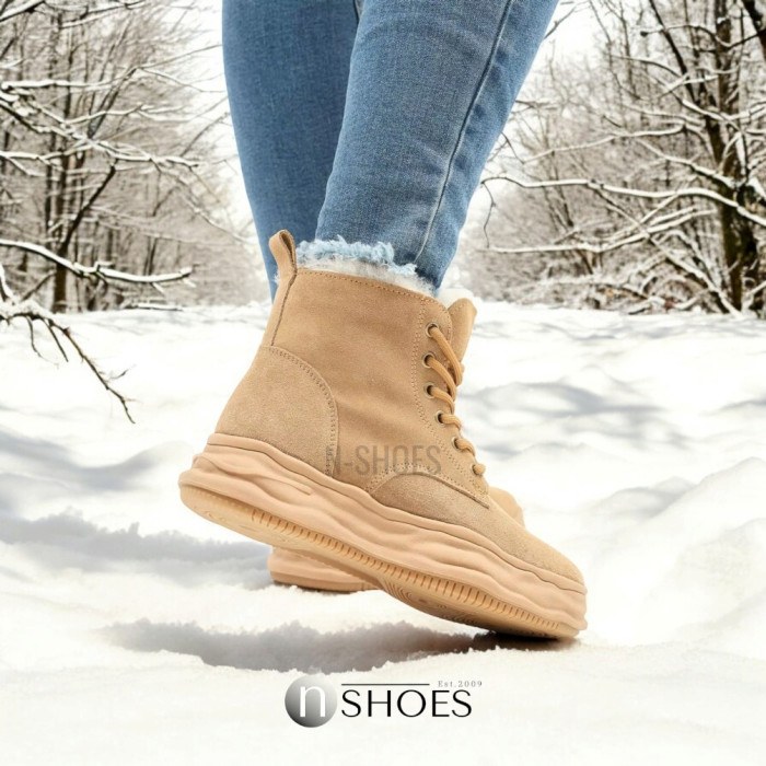 Женские бежевые зимние кроссовки Lonza 179491 oao-zm837 beige 5478