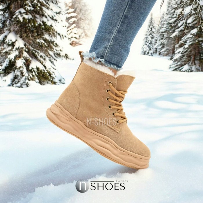 Женские бежевые зимние кроссовки Lonza 179491 oao-zm837 beige 5478
