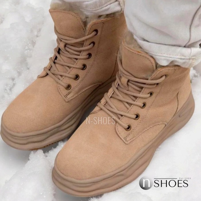 Женские бежевые зимние кроссовки Lonza 179491 oao-zm837 beige 5478