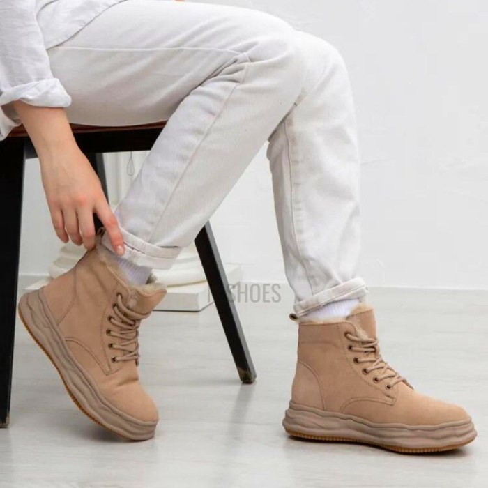 Женские бежевые зимние кроссовки Lonza 179491 oao-zm837 beige 5478