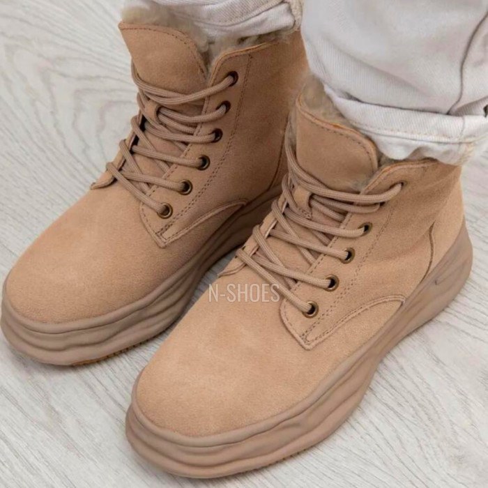 Женские бежевые зимние кроссовки Lonza 179491 oao-zm837 beige 5478