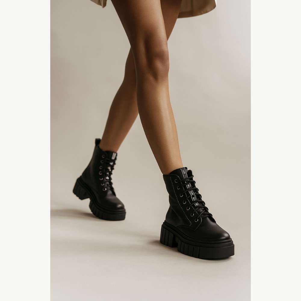 Women’s Black Winter Boots Best But 1279 czarny rau ban in Genuine Leather