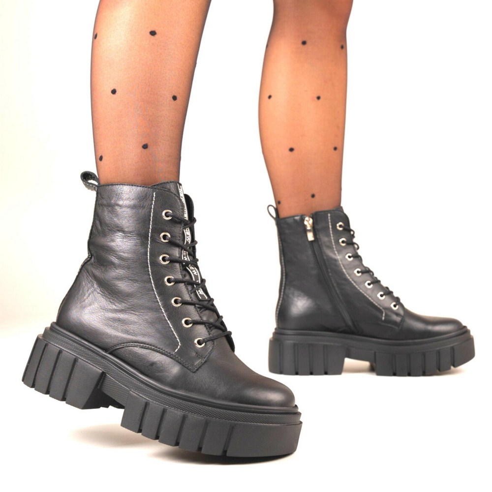 Women’s Black Winter Boots Best But 1279 czarny rau ban in Genuine Leather