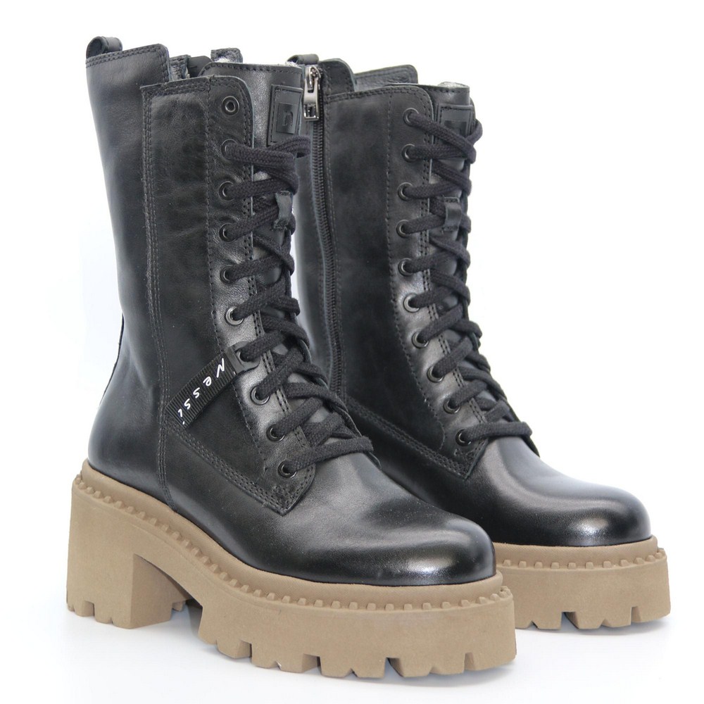 Жіночі зимові черевики Nessi 23535 czarny1 з натуральної шкіри модель 5481