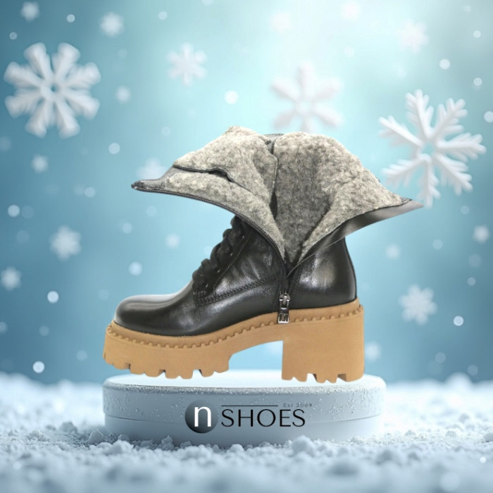 Women’s Winter Boots Nessi 23535 czarny1 in Genuine Leather
