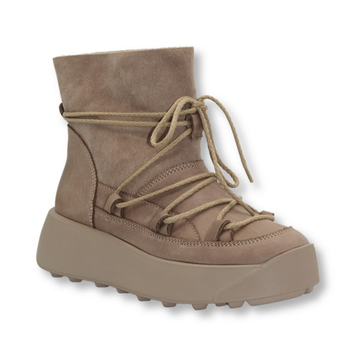 Женские бежевые зимние ботинки угги Best But 1293 Capucino Taupe Velw 5485 из натуральной кожи с утеплением из шерсти от полького бренда