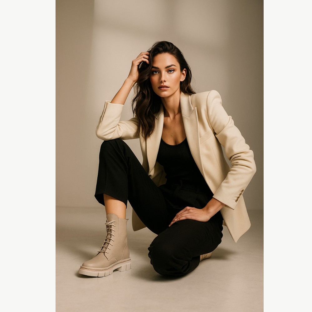 Жіночі бежеві зимові черевики Helios 549 ecru 10 з натуральної шкіри