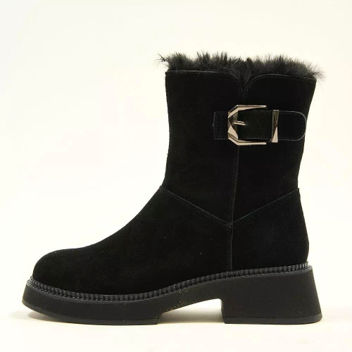 Women's black winter boots Lonza 179208 lg23-7b black made of natural suede 5517