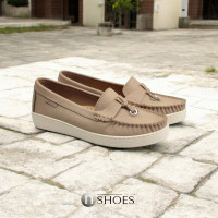 Женские бежевые кожаные лоферы мокасины Nessi 24614 bez 122 5557 из натуральной кожи от польской фабрики
