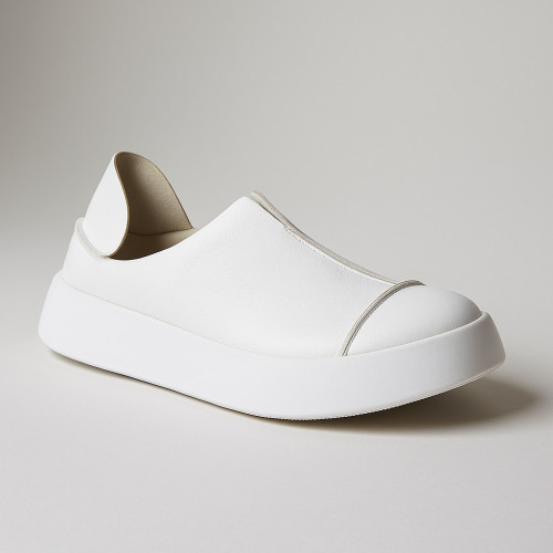 Women's white comfortable slip-ons moccasins GRUNBERG 157507 04-04 5793 137507-04 5565 made of micropolytex