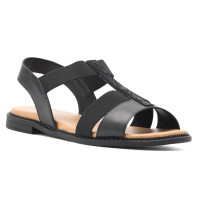 Women's black leather low-top sandals Sarah Karen EST-FIONA-02 5571