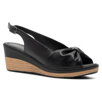 Women's black leather wedge sandals Sarah Karen EST-FIONA-04 5575