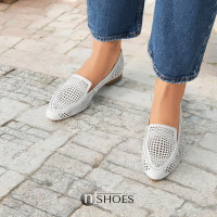 Жіночі білі шкіряні туфлі з перфорацією Lasocki RST-KAJA-16 White 5580