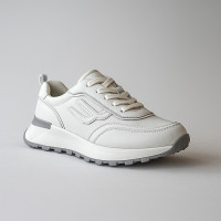 Women's white leather sneakers Lonza 185636 5583 with genuine leather