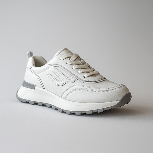 Women's white leather sneakers Lonza 185636 5583 with genuine leather