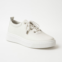 Women's white leather sneakers Simen 6847a floater bianco seamless and soft 5584 made of genuine leather from a Polish factory