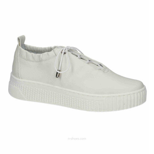 Women's white leather sneakers Simen 6847a floater bianco seamless and soft 5584 made of genuine leather from a Polish factory