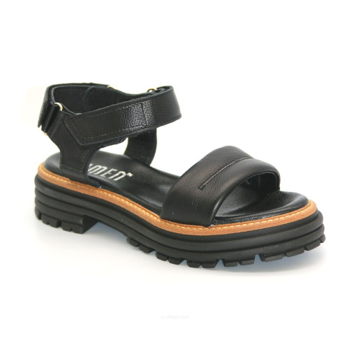 Women's black leather sandals with Velcro Simen 7073a floter czarny 5590 Women's black leather sandals with Velcro Simen 7073a floter czarny 5590