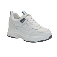 Женские белые кожаные кроссовки Lonza 184022 537-7976-2 wite со скрытой танкеткой 5598