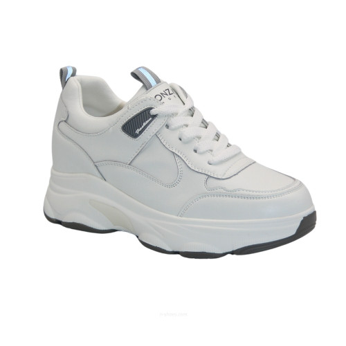 Жіночі білі шкіряні кросівки Lonza 184022 537-7976-2 wite зі схованою танкеткою 5598