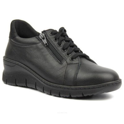 Women's leather black sneakers Wasak 0703 czarny groszek 5601 from the Polish factory Women's leather black sneakers Wasak 0703 czarny groszek 5601 from the Polish factory