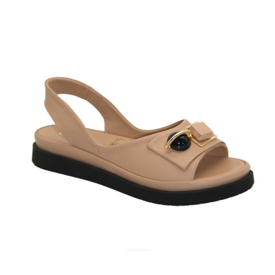 Женские кожаные бежевые элегантные босоножки Evromoda 754 07a 29-29 t syh 5603
