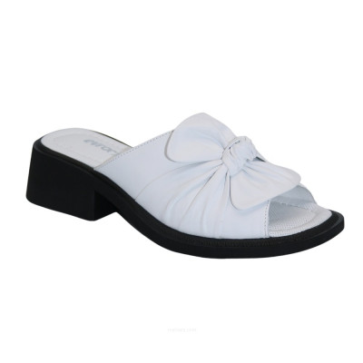 Женские кожаные белые элегантные шлёпки сабо Evromoda 289 r833 02 t 005 syh 5604