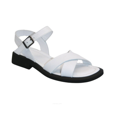 Женские кожаные белые комфортные босоножки Evromoda 676 57 02 t syh 5605