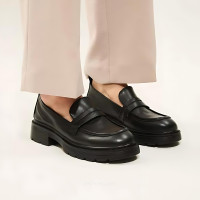 Women's loafers black leather shoes Lonza 192248 184028 lt-k006-1 black 5606