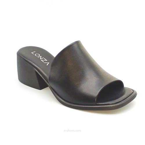Women's black elegant clogs with heels Lonza Fabio Monelli 184630 01073 black napa 5614