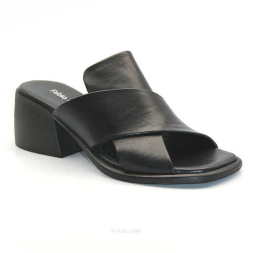 Women's black leather flip-flops with heels Fabio Monelli 186548 01160 black 5616