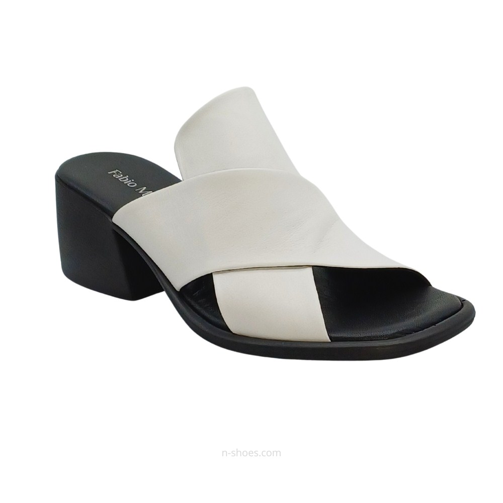Женские кожаные шлепанцы на каблуках Fabio Monelli (Турция) модель 5617
