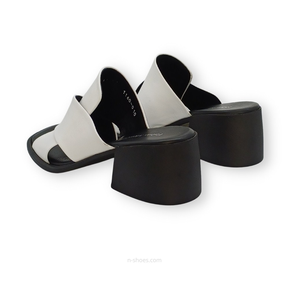 Женские кожаные шлепанцы на каблуках Fabio Monelli (Турция) модель 5617