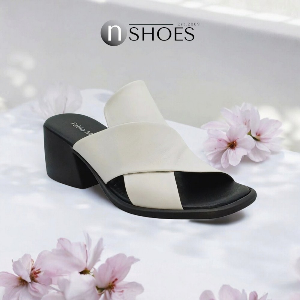 Женские кожаные шлепанцы на каблуках Fabio Monelli (Турция) модель 5617