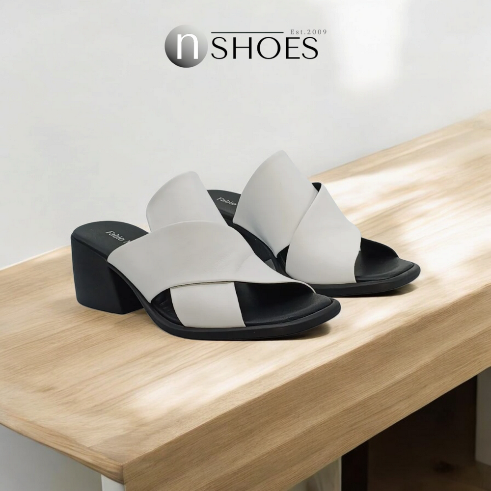 Женские кожаные шлепанцы на каблуках Fabio Monelli (Турция) модель 5617