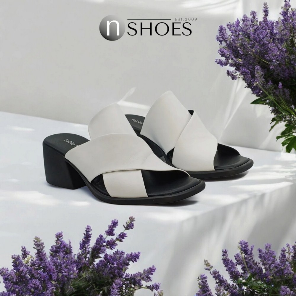 Женские кожаные шлепанцы на каблуках Fabio Monelli (Турция) модель 5617