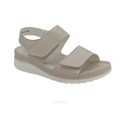 Women's gray leather comfort sandals with Velcro on the platform Lonza Allsy 195329 183332 198394 2208-37066-2-3 gray 5619