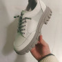 Women's white and gray leather sneakers with side perforations Lonza model 5620