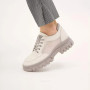Women's white and gray leather sneakers with side perforations Lonza model 5620